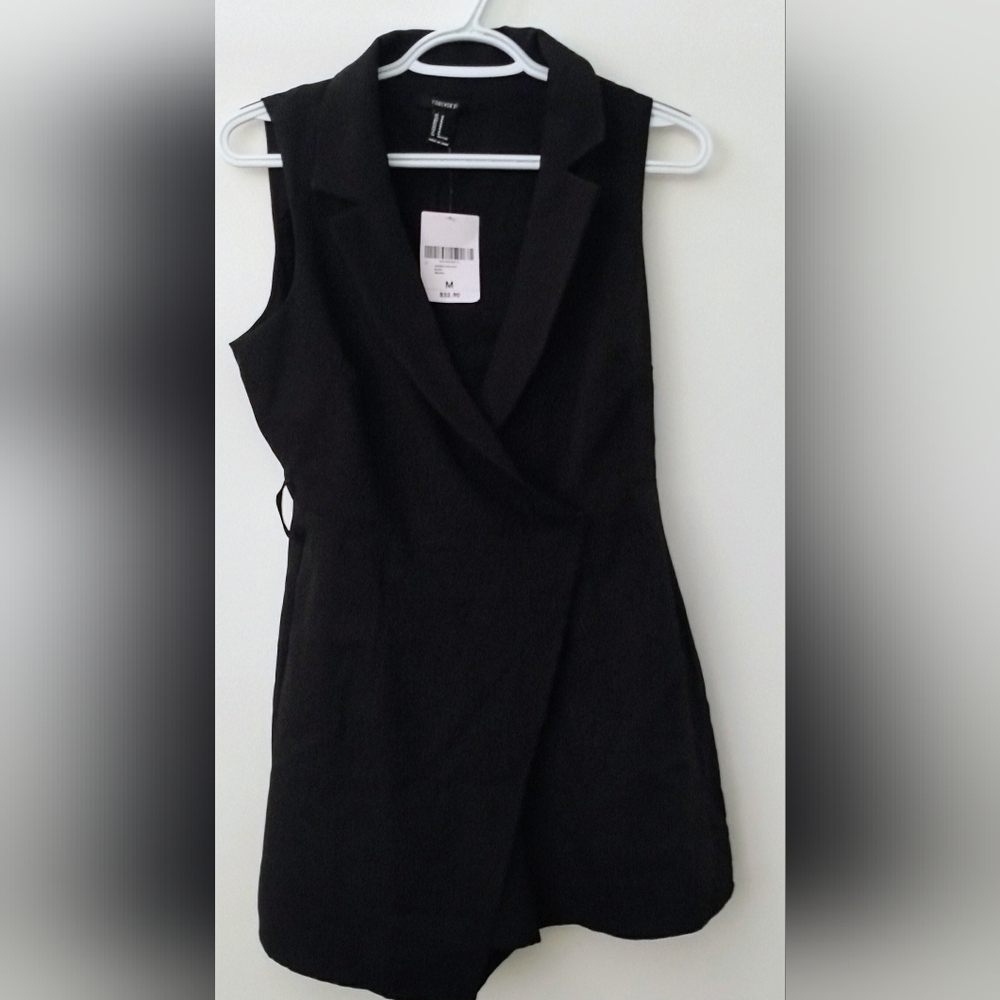 Forever 21 Black Sheath Dress Notched Collar Cocktail